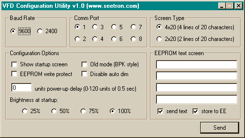 Configuration software screen